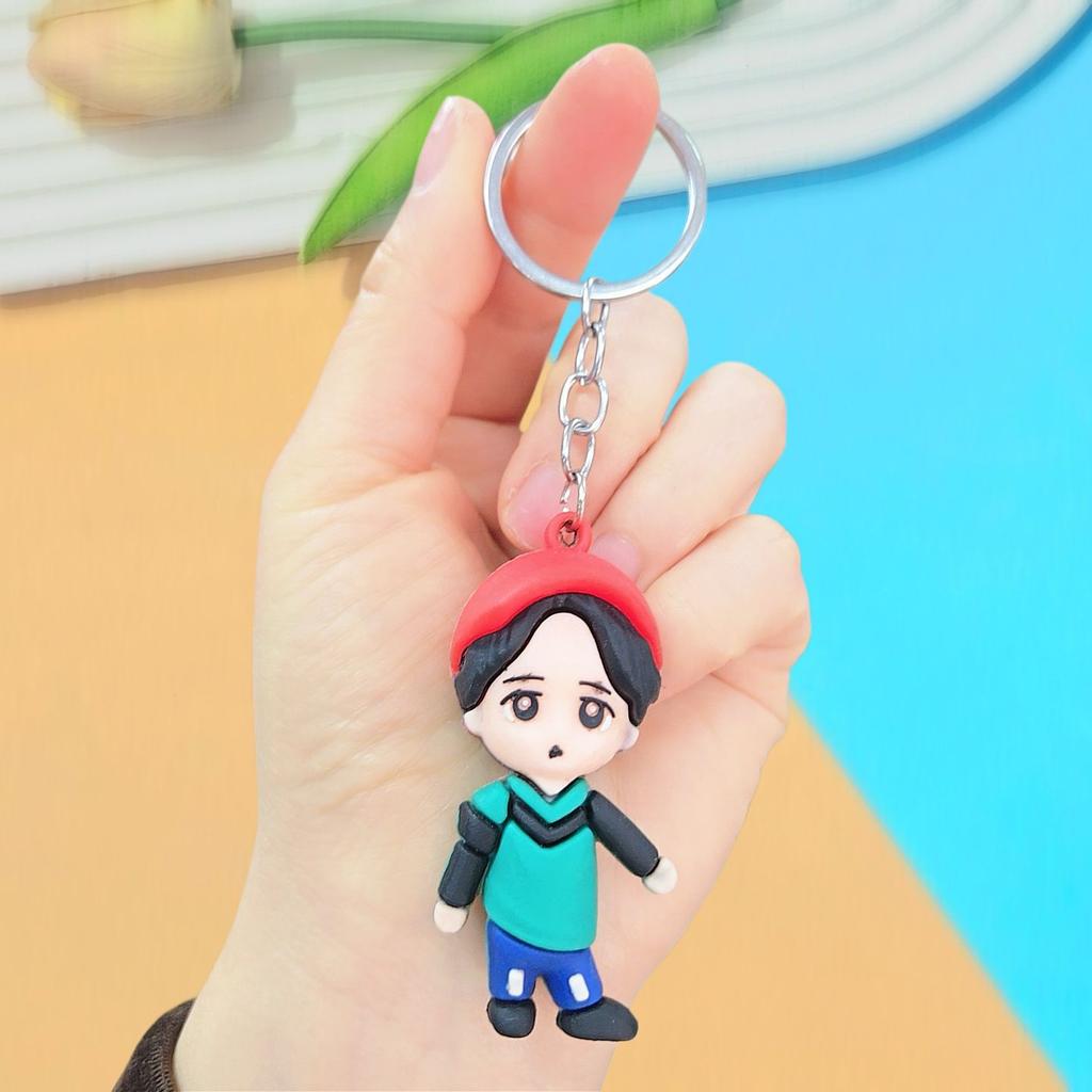 BTS 3D Cartoon Style Keychain, SoftCartoon Figure Charm, Kpop ARMY Fans Collectible Bag Pendant