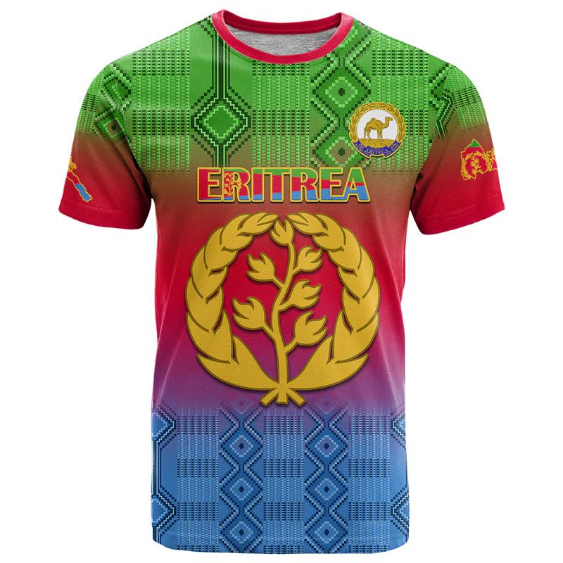 New Eritrea Football Jersey T Shirt Men's Sports Tees Eritrean Flag Graphic Oversized Tops Unisex Casual T-shirts Team Uniforms