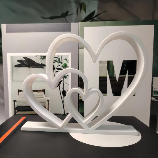 Heart Sculpture 3D Printed Plastic Love Heart Figurine for Wedding Anniversary Couples Gift Modern Heart Statue