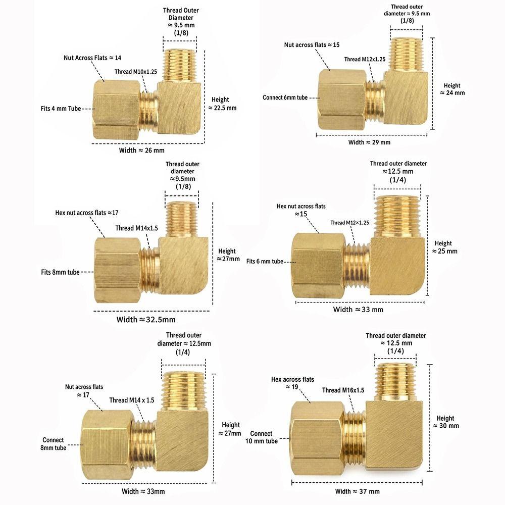 External Thread Compression Tube Fitting 90 Degree Male Elbow Connector Easy Install Tube Elbow