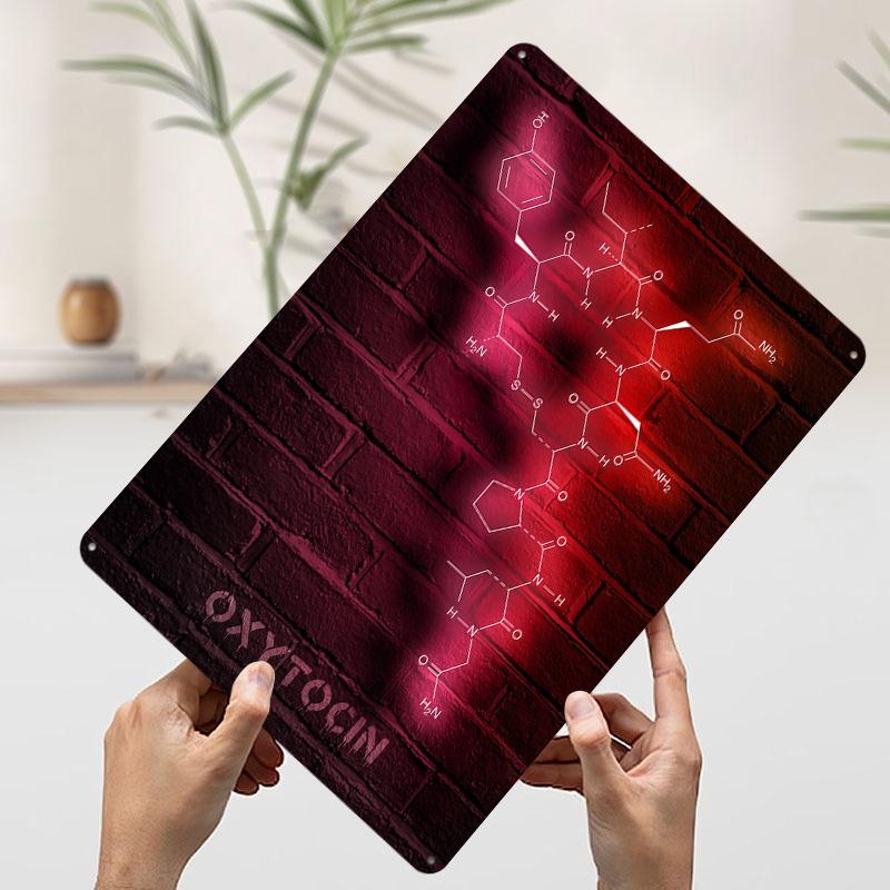 

Oxytocin Molecule Neon Metal Poster Customized Wall Art Retro Vintage Tinplate Signs for Office Decoration Room Home Decor Items 20x30cm（7.8x11.8inch）