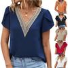 Ladies' Fashionable Casual Color V-neck Short Sleeved T-shirt Top
