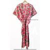 Damen Hippie Sommer Baumwolle Nachtwäsche Blumenmuster Weiß Langes Maxi Kaftan Kleid CKFTN-SCRN-FULL-BUYIT-140