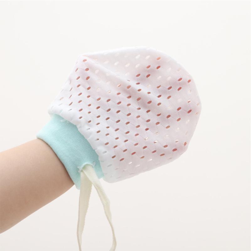 1 pereche de mănuși respirabile pentru nou-născut nailon + spandex mătase de gheață mănuși reglabile anti-zgârieturi pentru bebeluși pentru