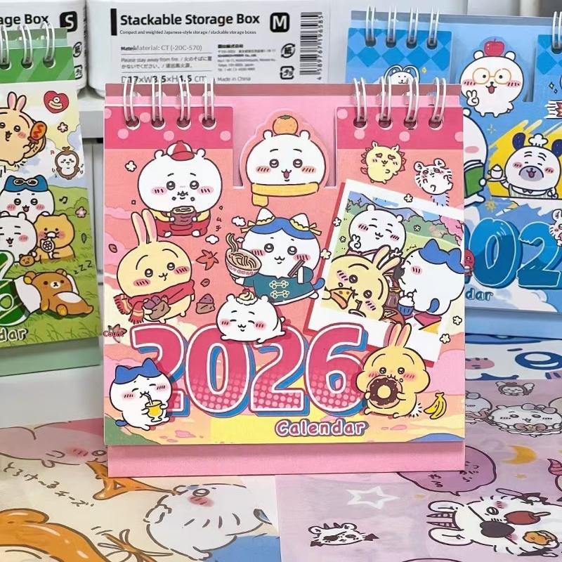 

2026 Chiikawa Desk Calendar Cartoon Creative Coil Calendar Planner Desktop Decoration Office Stationery Supplies Year Gift