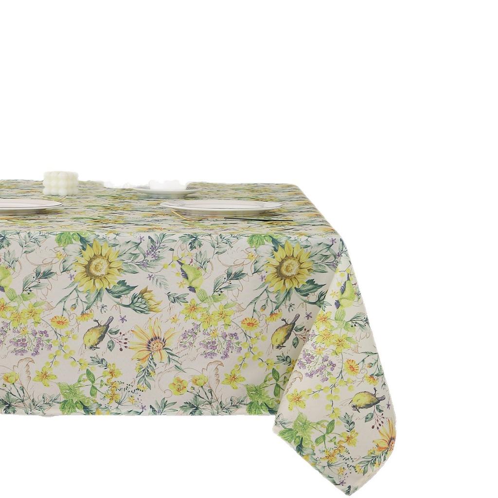 Premium Sunflower Tablecloth Leave-In Waterproof, Oil-Proof And Anti-Scalding Dining Table Cloth Table Mat Coffee Table Mat Rectangular Tablecloth