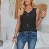 Women's Top Solid Color V-Neck Sleeveless Cut-out Vest