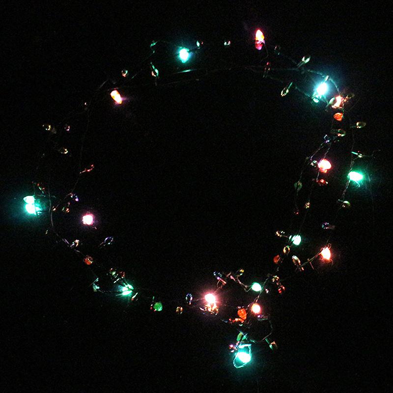 1 Pcs Mini Led Lights Flashing Light-Up 3 Flashing Modes Christmas Lights Necklace For Indoor Outdoor Christmas Party Cosplay
