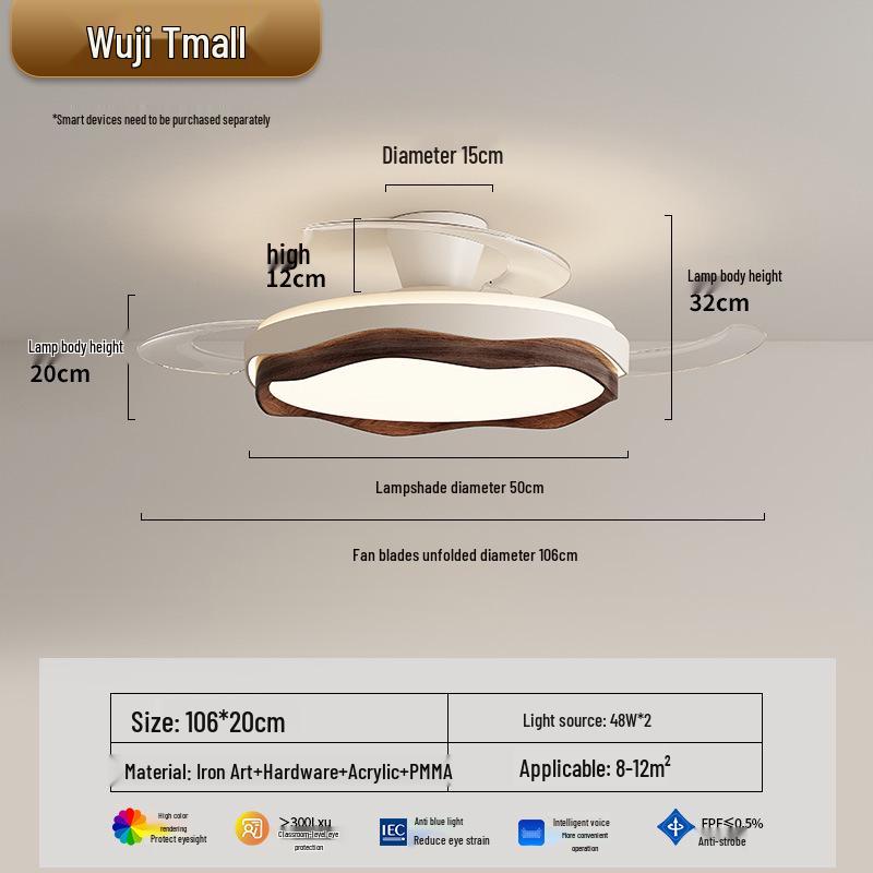2025 Modern Silent Ceiling Fan with Integrated Light for Bedroom or Restaurant