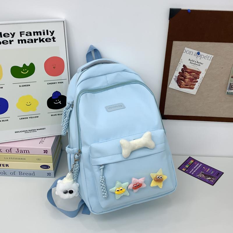 Large Capacity Schoolbag Female Simple Joker Japanese Ins Wind Campus Solid Color Backpack