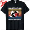 Jiu Jitsu Jesus Has Your Back Funny Christian Gift Vintage Mens TShirt Black Tops Summer Cotton Shirt Short Sleeve Streetwear