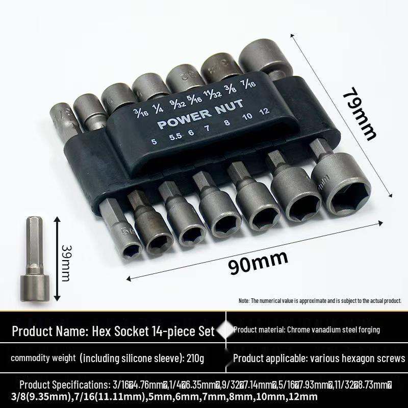 Electric Impact Wrench Socket Set: 9-Piece & 14-Piece Deep Hex Bits for Air & Drill Tools.
