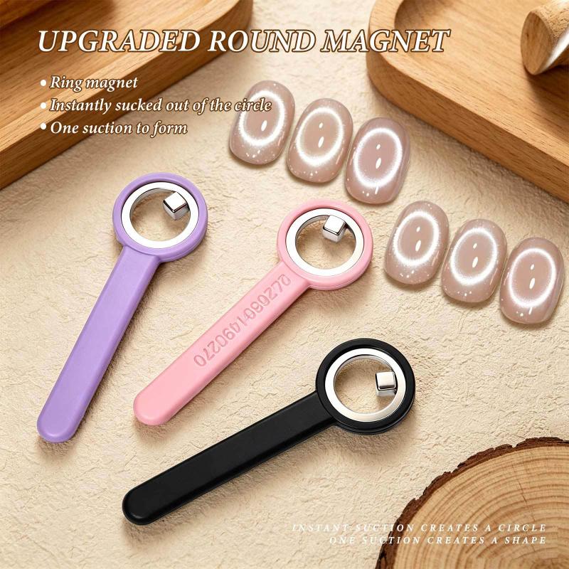 Circular Cat Eye Nail Magnet With Handle Strong Nail Art Magnetic Gel Polish Guide Tool Diy Magnetic Nail Helper Manicure Design
