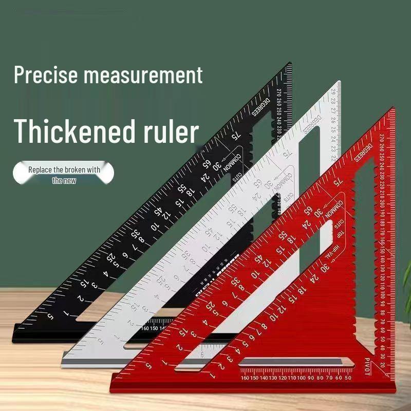 Righello a Squadra Triangolare in Lega di Alluminio Ispessito 45°/90°: Utensile multifunzionale per la lavorazione del legno