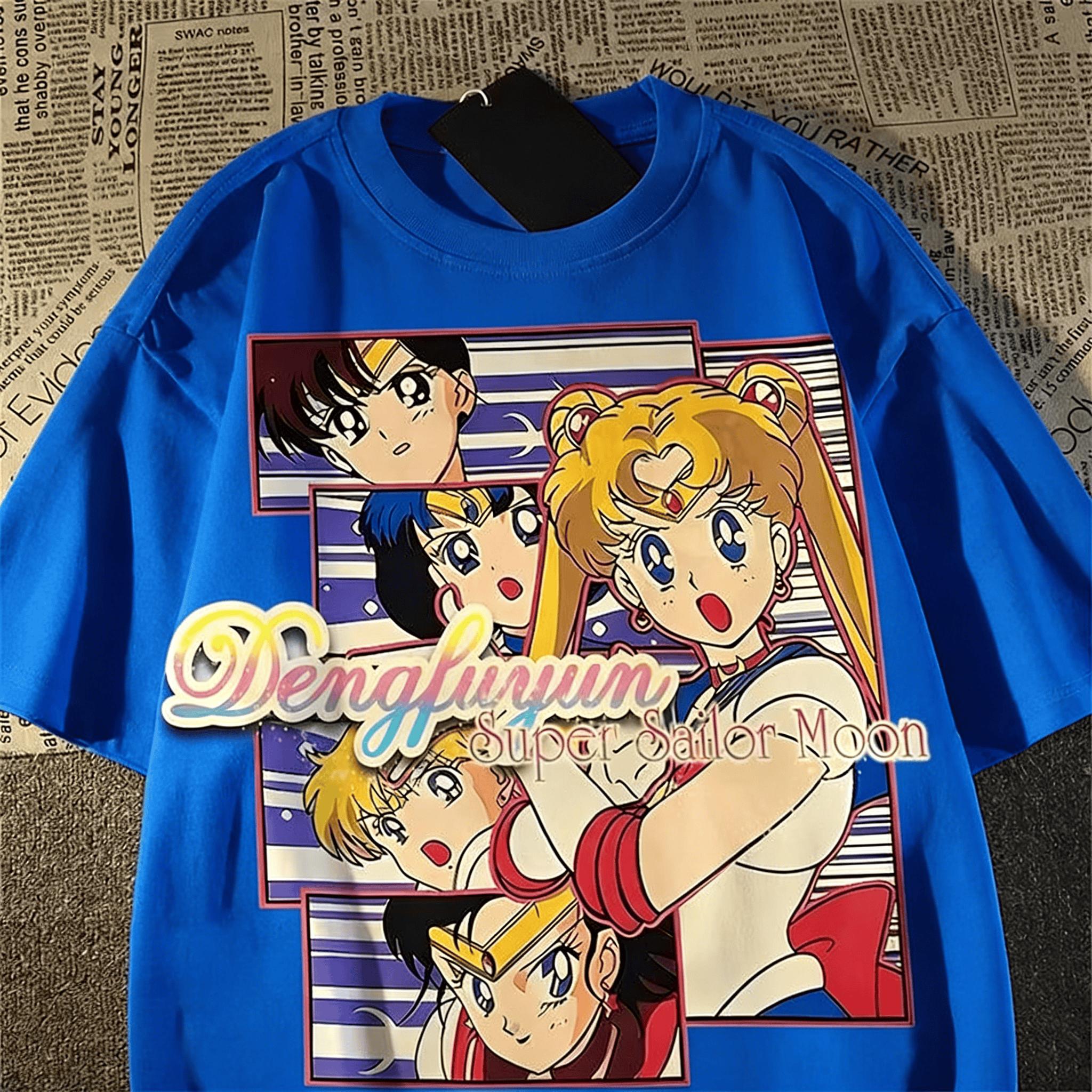 American Retro Summer Short Sleeved Tshirt Mens and Womens Beautiful Girl Warrior Print Ins Versatile White Design Trendy S