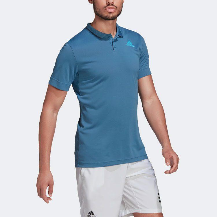 adidas Polo Shirts Men's Blue Polo Collar Moderate Straight Fit HB9137