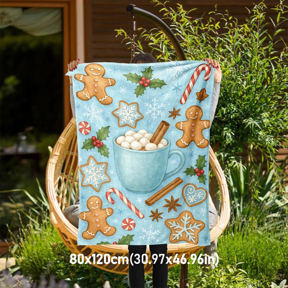 

1PC Christmas, cookiesOutdoor Flannel Blanket - Soft Plush Decor for Picnics, camping, Bedroom, Playroom, Office, or Lunch Break 1322A 80x120cm(31x47inch)