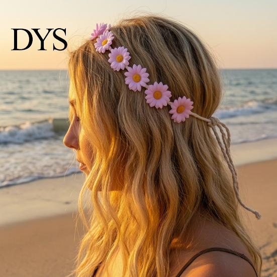 Children Stage Performance Headband Daisy/Sunflower Wreath for Women Girls, Adjustable Floral Crown Cute Macaron Color Flower Beach Vacation
