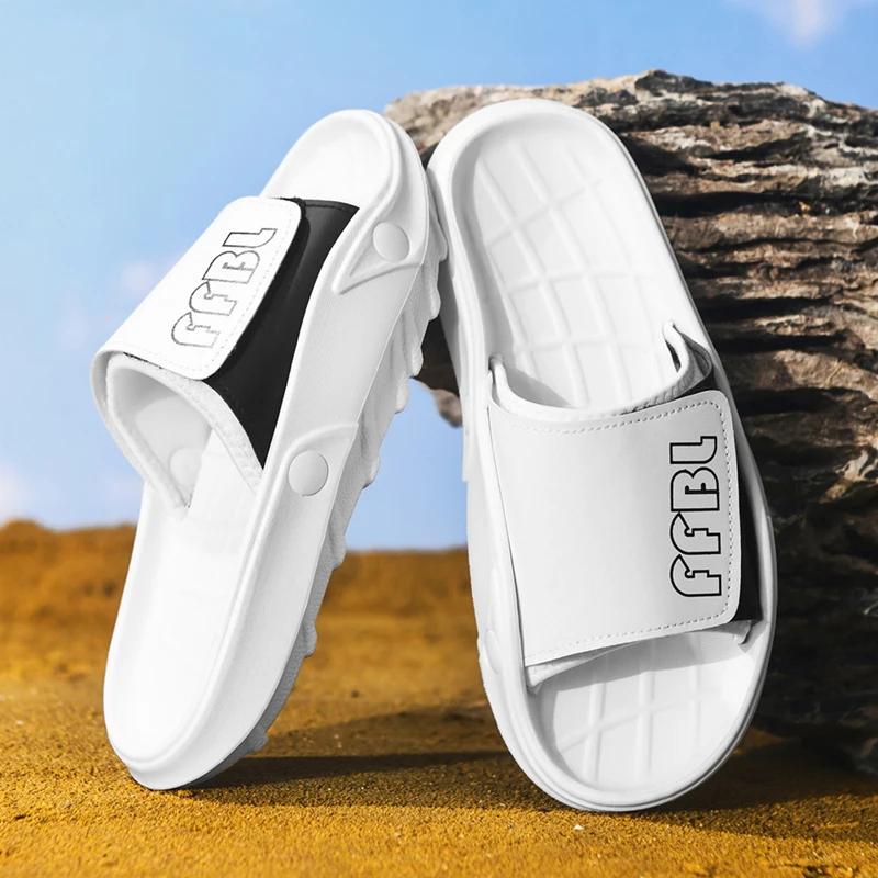 Fashionable Men Anti Slip Sandals Wear-resistant EVA Thick Sole Comfortable Home Slippers Bathroom Shower Flip Flops Black White