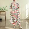 DIMANAF New 2026 Women Plus Size Summer Casual Long Dress Cotton Loose Oversize Maxi Floral Print Beach Sundress