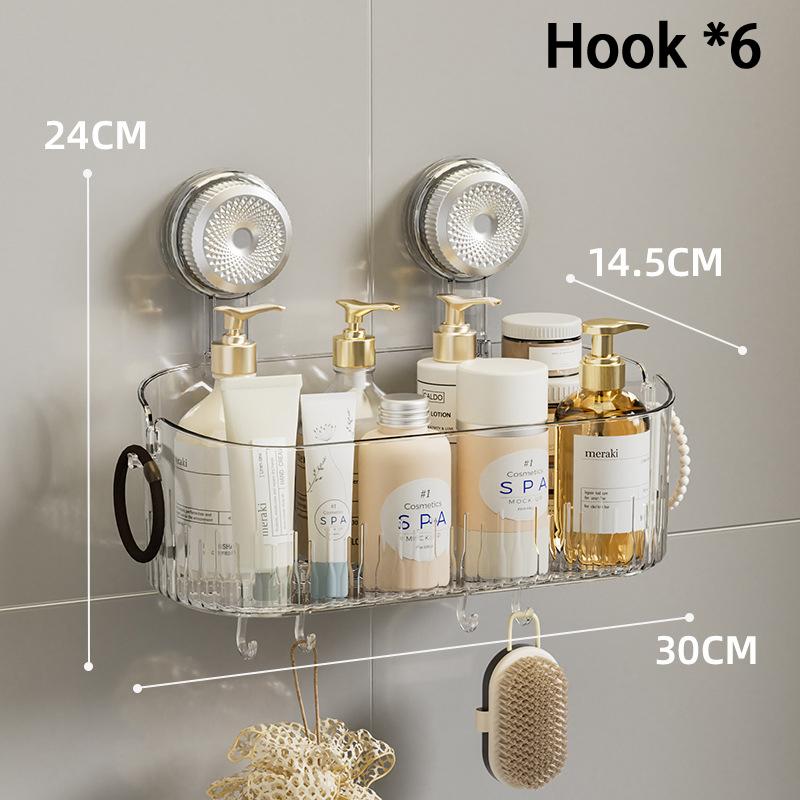 1PC Suction Cup Washbasin Storage Rack Self-Adhesive Bathroom Organizer No Drilling Required Punch-Free Installation