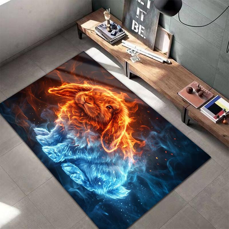 Flame Animal Blue Red Pattern Square Carpet,Area Rug,Carpet Rug for Living Room Bedroom Sofa Playroom Decor,Non-slip Floor Mat,Holiday Birthday Gifts