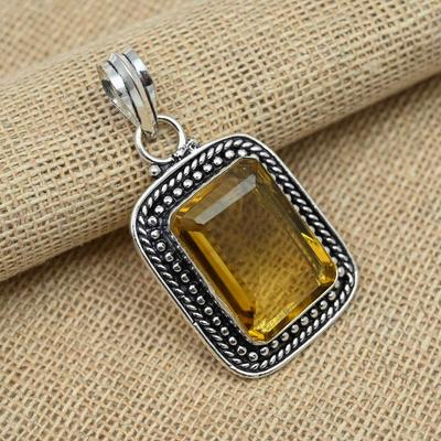 Citrin Topas Edelstein 925 Massivsilber Schmuck handgefertigter Anhänger für Weihnachtsgeschenk