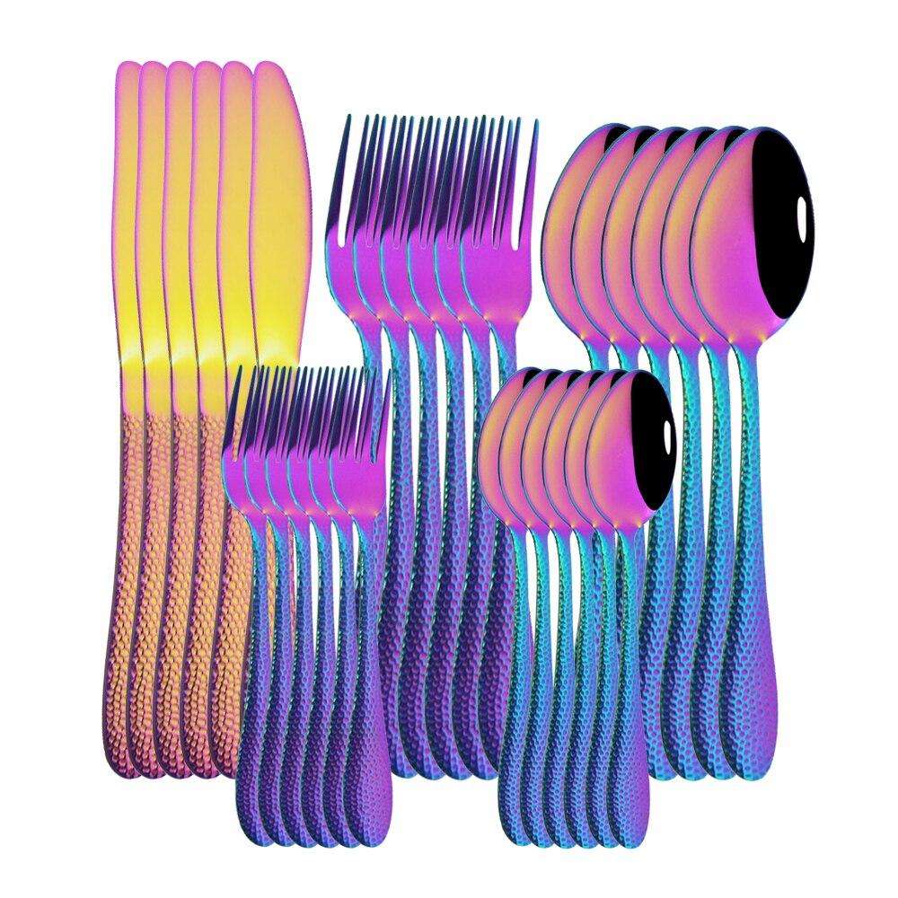 

30 шт., набор столовых приборов 18/10, набор столовых приборов из нержавеющей стали, набор столовых приборов, нож, вилка для торта, ложка, обеденный набор, серебряный домашний набор посуды разноцветный