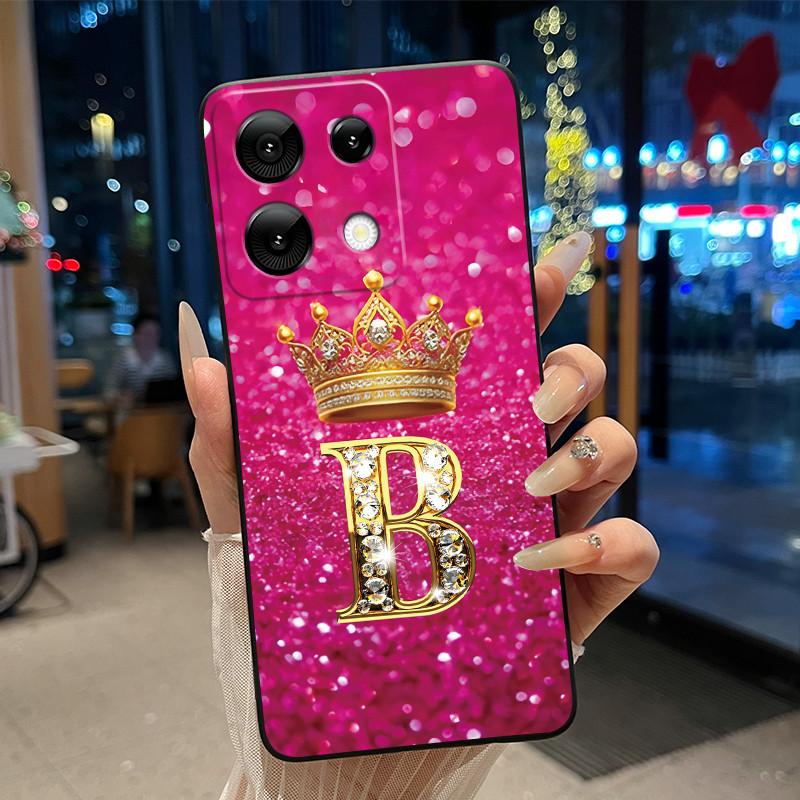 

Shockproof Phone Case For Umidigi G9 5G Soft Silicone Black Casing Glitter Crown Lucky Letter Pattern Candy Couple Shell Umidigi G9 5G