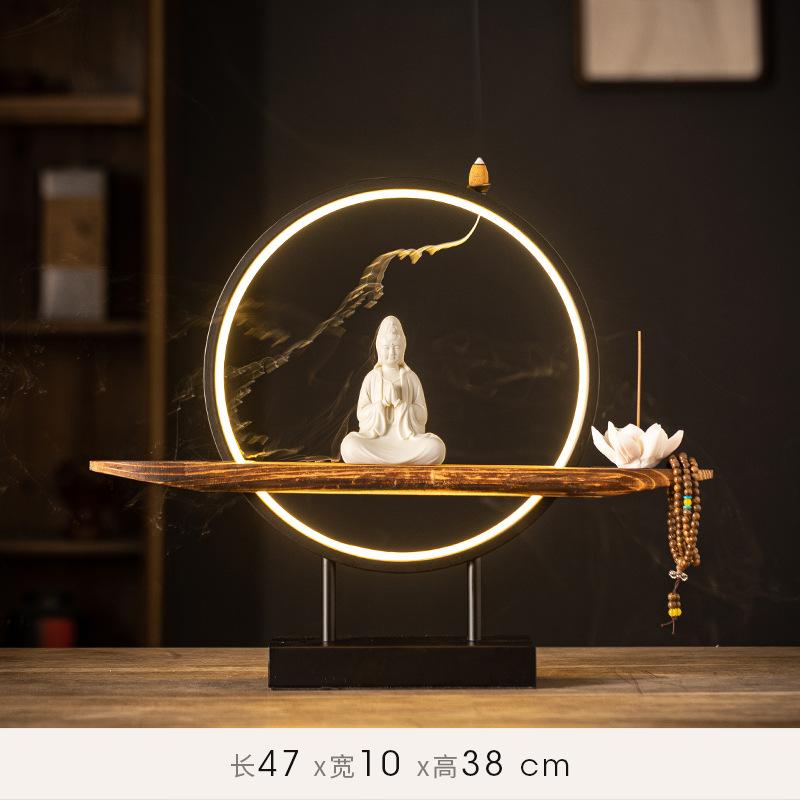 Bodhisattva Guanyin Buddha Socha Ozdoba Keramika Porcelán Zpětný Kadidelník Buddha DOMOV Svatyně oltář FENG SHUI Socha