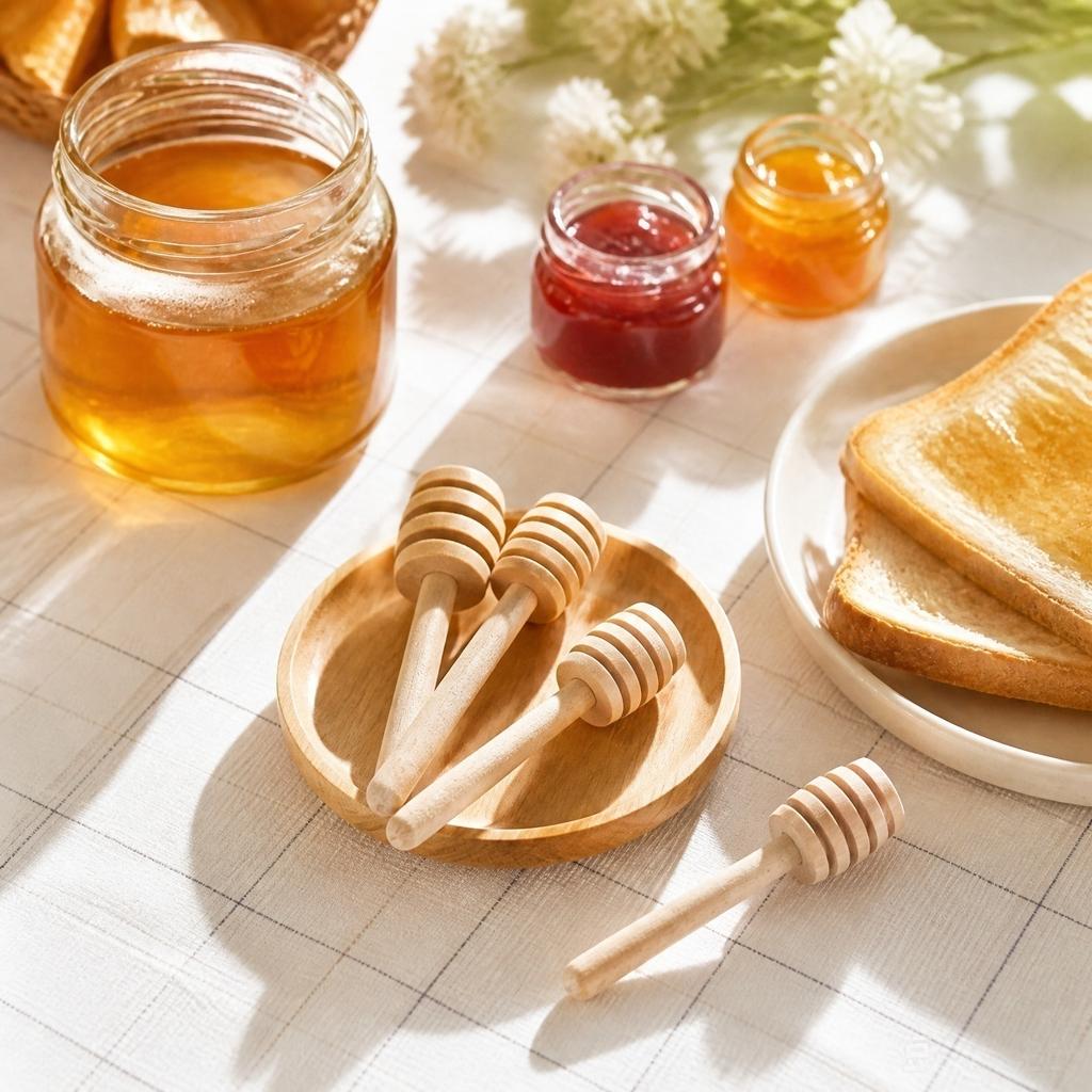 25pc Wooden Honey Dipper Sticks for Stirring Honey Tea Coffee Jam and Milk Beverage Accessories Pack