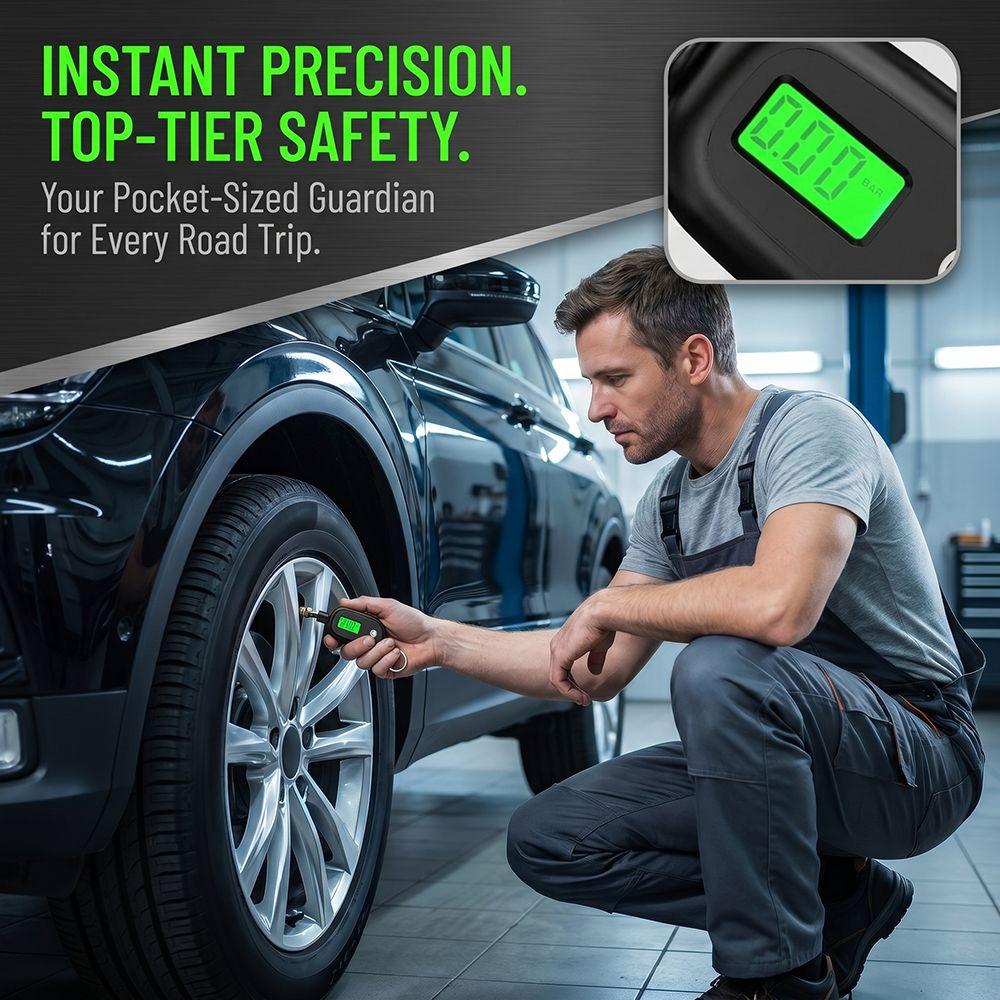 Keychain Style Digital Keychain Tire Pressure Gauge Digital LCD Display Vehicle Maintenance