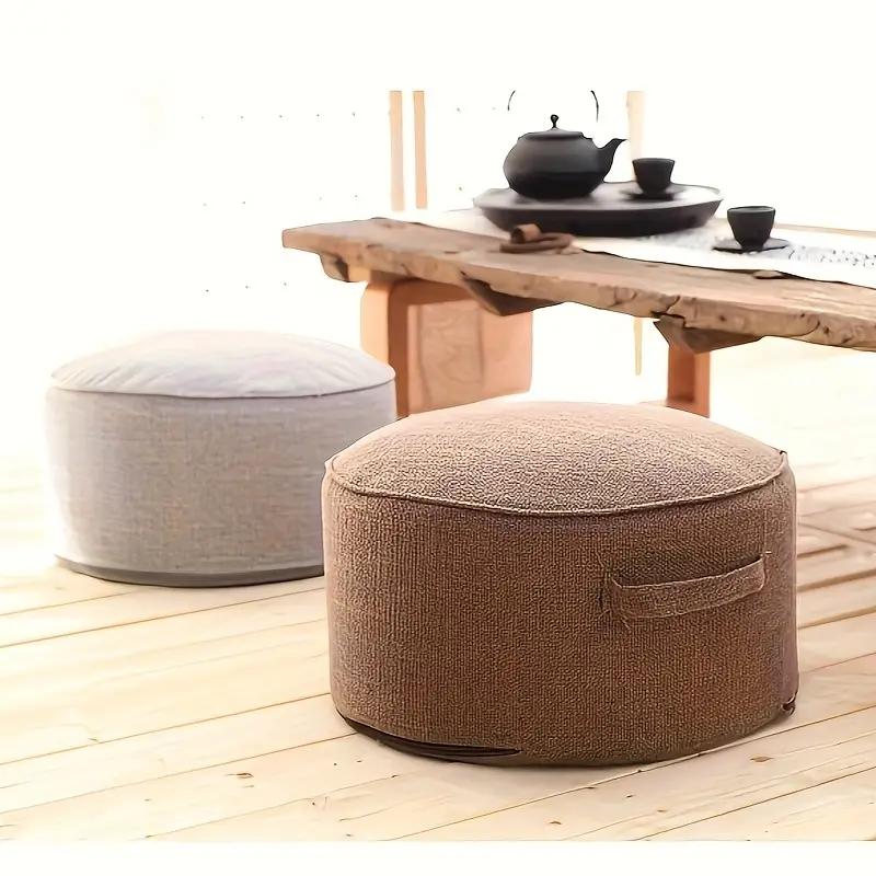 Round Floor Cushions, Tatami Thicken Pouf Ottoman, Detachable & Washable,for Coffee Table Balcony Bay Window,with Side Handle