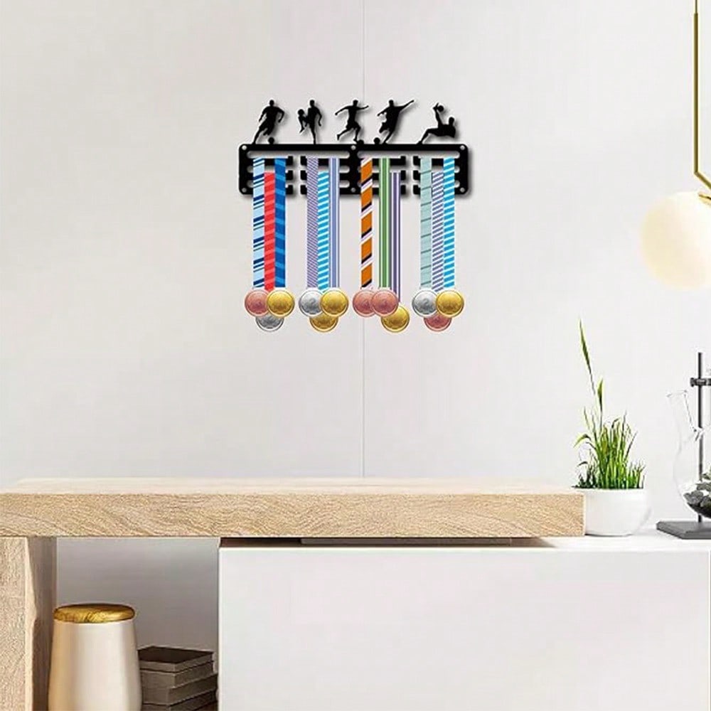 Iron Medal Hanger Display Stand Wall Mounted Holder for Sports Badges Swimming Gymnastics Football Competition Winner