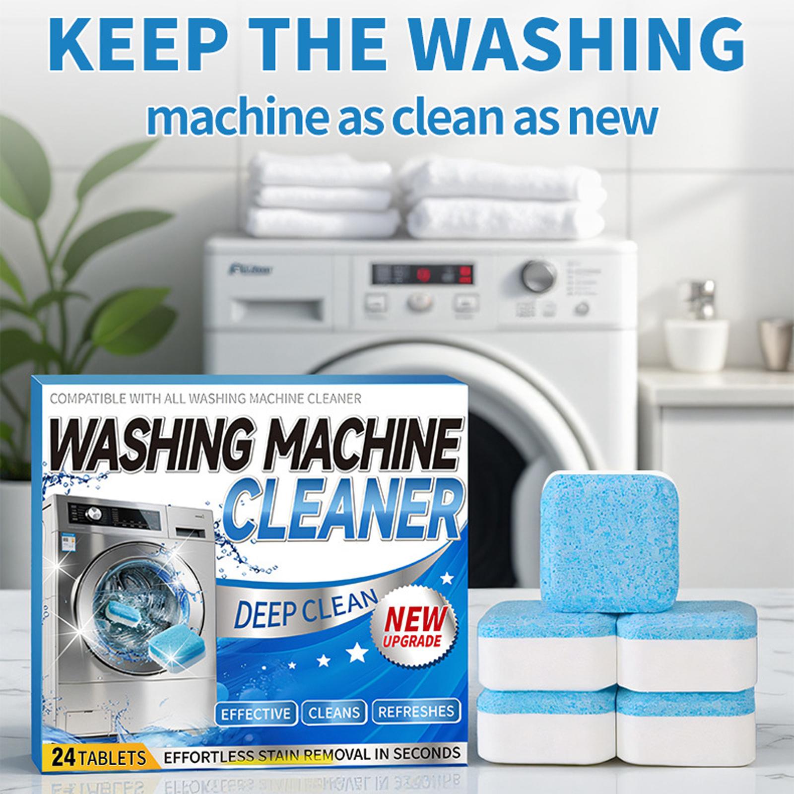 Washing Machine Cleaner Tablets 24 Count Effervescent Cleaning Tablets for Deep Cleaning and Maintenance of All Washing Machines One Size