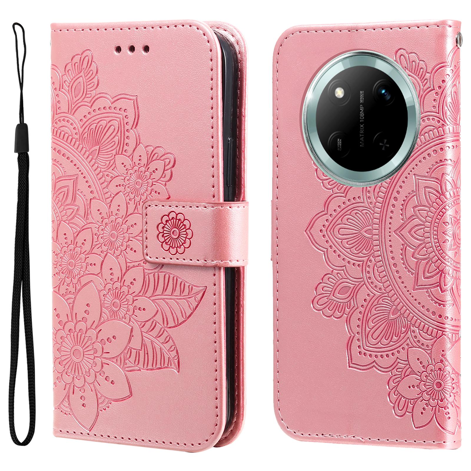 

Leather Case for Honor Magic7 Lite 5G/X9c 5G/X60 Pro 5G Floral Pattern Phone Cover E