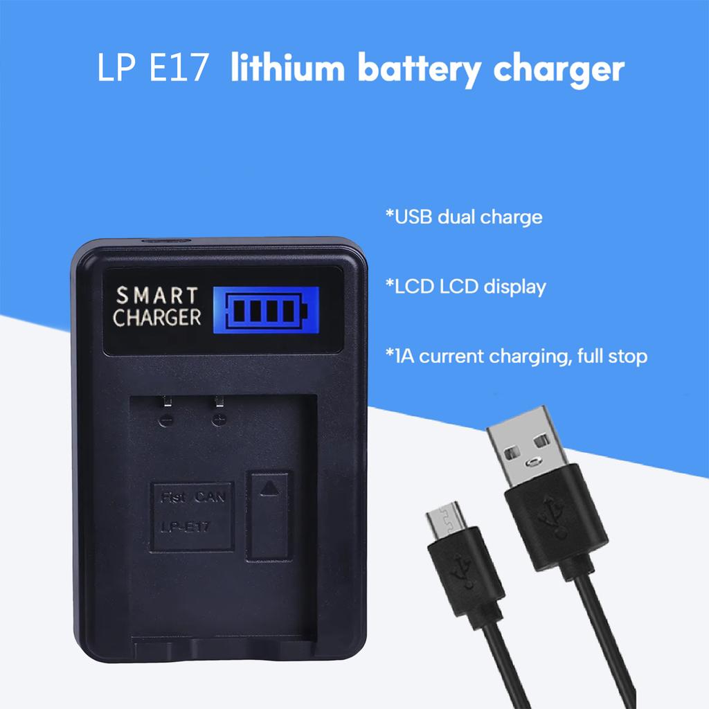 LP-E17 LPE17 LP E17 USB Battery Charger with LCD Screen Replacement for EOS Rebel T6i 750D 800D 200D 8000D Kiss