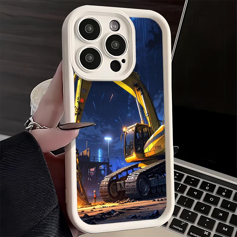 Phone Case for iPhone 17 Air 16E 15 16 Pro Max Excavating Machinery Cool Cover 14 Plus 13 12 Mini Soft Shell Silicone Fundas