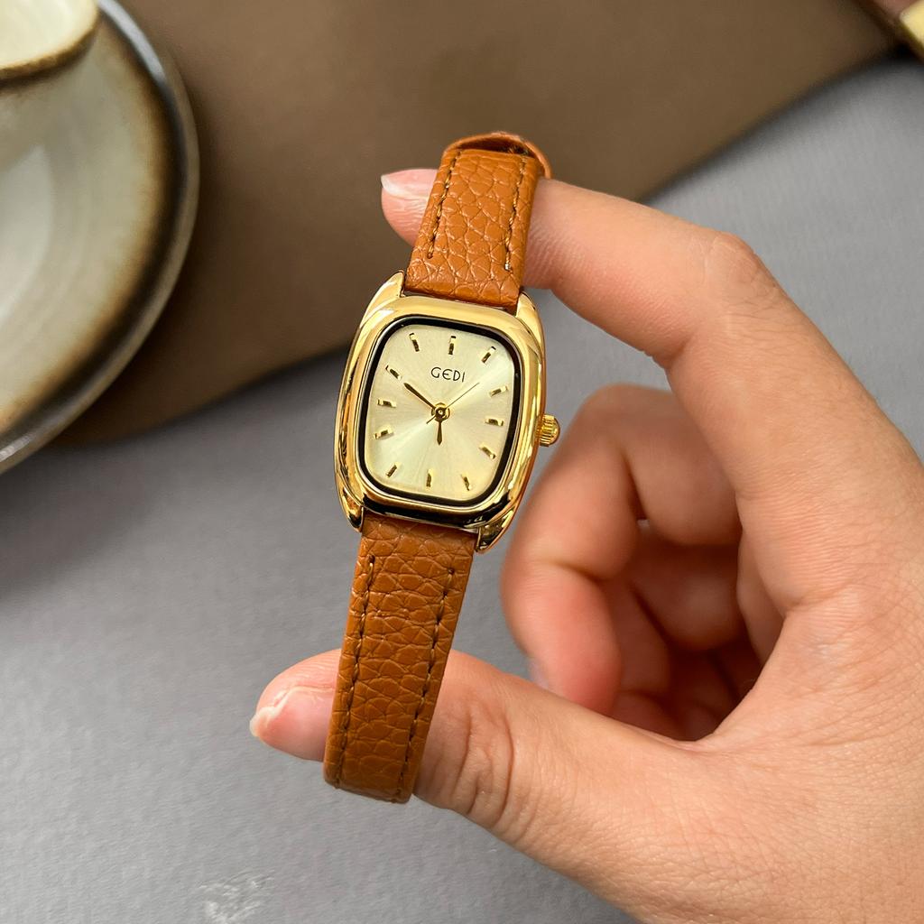 Relógio Cubo de Açúcar Minimalista Feminilidade Cinto com Fivela de Pino para Comutador Estilo Relógio de Quartzo Retro Relógio Quadrado Pequeno