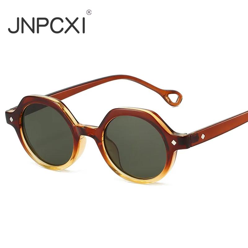  Retro Small Round Punk Sunglasses Women Fashion Gradient Leopard Shades UV400 Men Rivets Sun Glasses