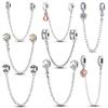 Sparkling Clear Copper Safety Chain Copper Safety Chain Charm Beads Fit Original Pandora Bracelet Diy Jewelry