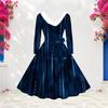 Women Plus Size V Neck Furry Trim Long Sleeve Belted Abstract Print A Line Midi Dress