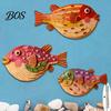 Fish Wall Sign 3Pcs/Set Vintage Puffer Decoration, Coastal Wooden Hanging Ornament, Decor Nautical Ocean Theme Art for Bathroom, Living Room Artwork