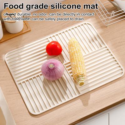Silikon Drenaj Matı Çok İşlevli Kaymaz Kurutma Pedi Mutfak Sofra Takımları için Haşlanma Önleyici Bardak Altlığı Ev Bar Restoran için Hızlı Drenaj Matları