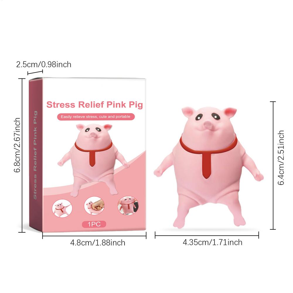 Soft Animal Pinching Fidget Toys Cute Pig Wearing Red Tie Animal Pinch Model Red Tie Design Round Body Animal Pinching Doll Toy