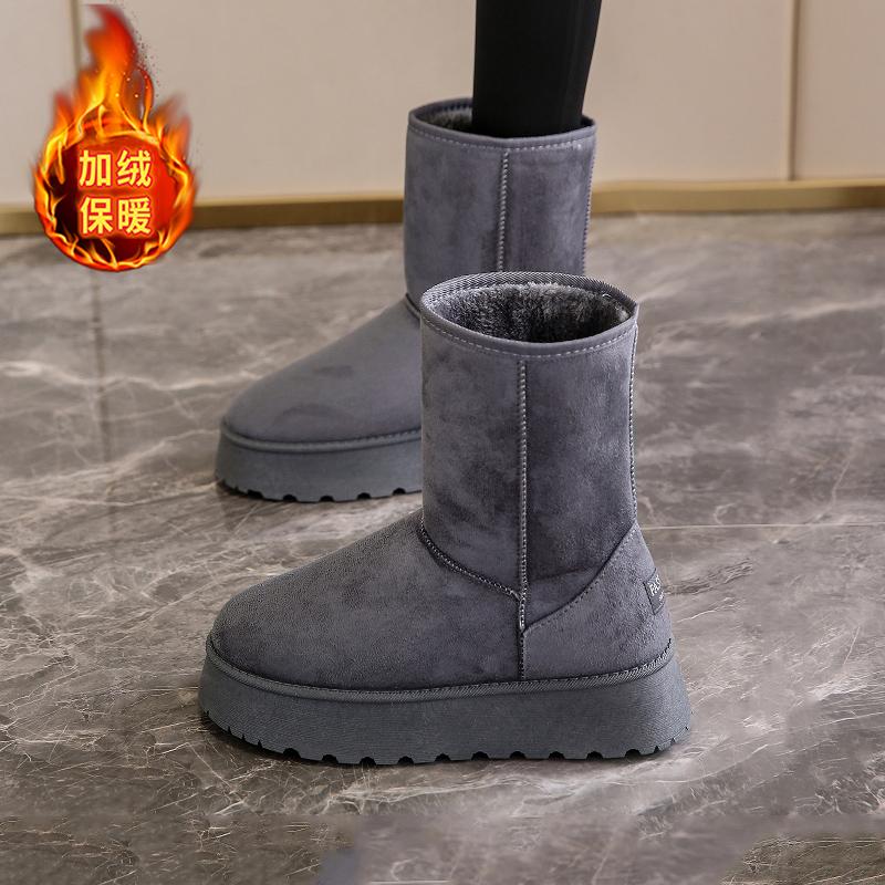 Thick-soled Snow Boots Winter Velvet Thickened Large Cotton Shoes Medium Tube Casual Soft-soled Short Boots