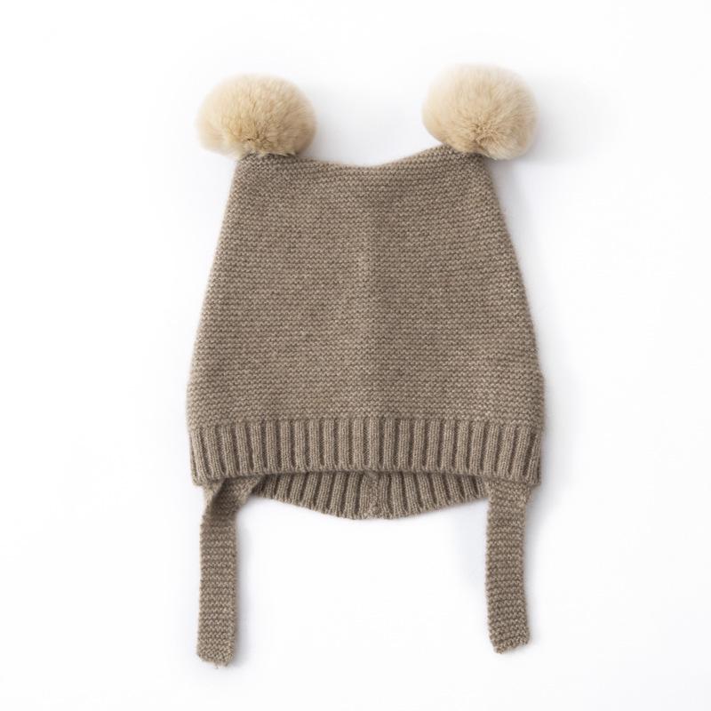 Women's 100% Pure Cashmere Pom-Pom Hat - Warm, Cute Lace-Up Ear Protection for Autumn/Winter