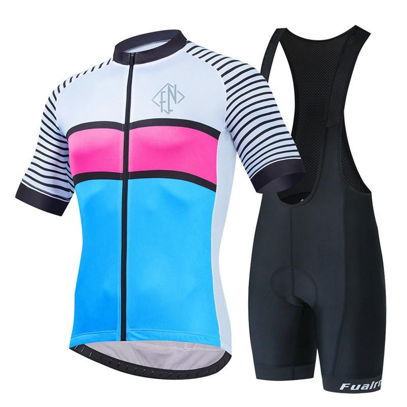 Mens Mountain Bike Cycling Jersey Bib Shorts Set Breathable Quick-Dry Sportswear Outdoor Riding