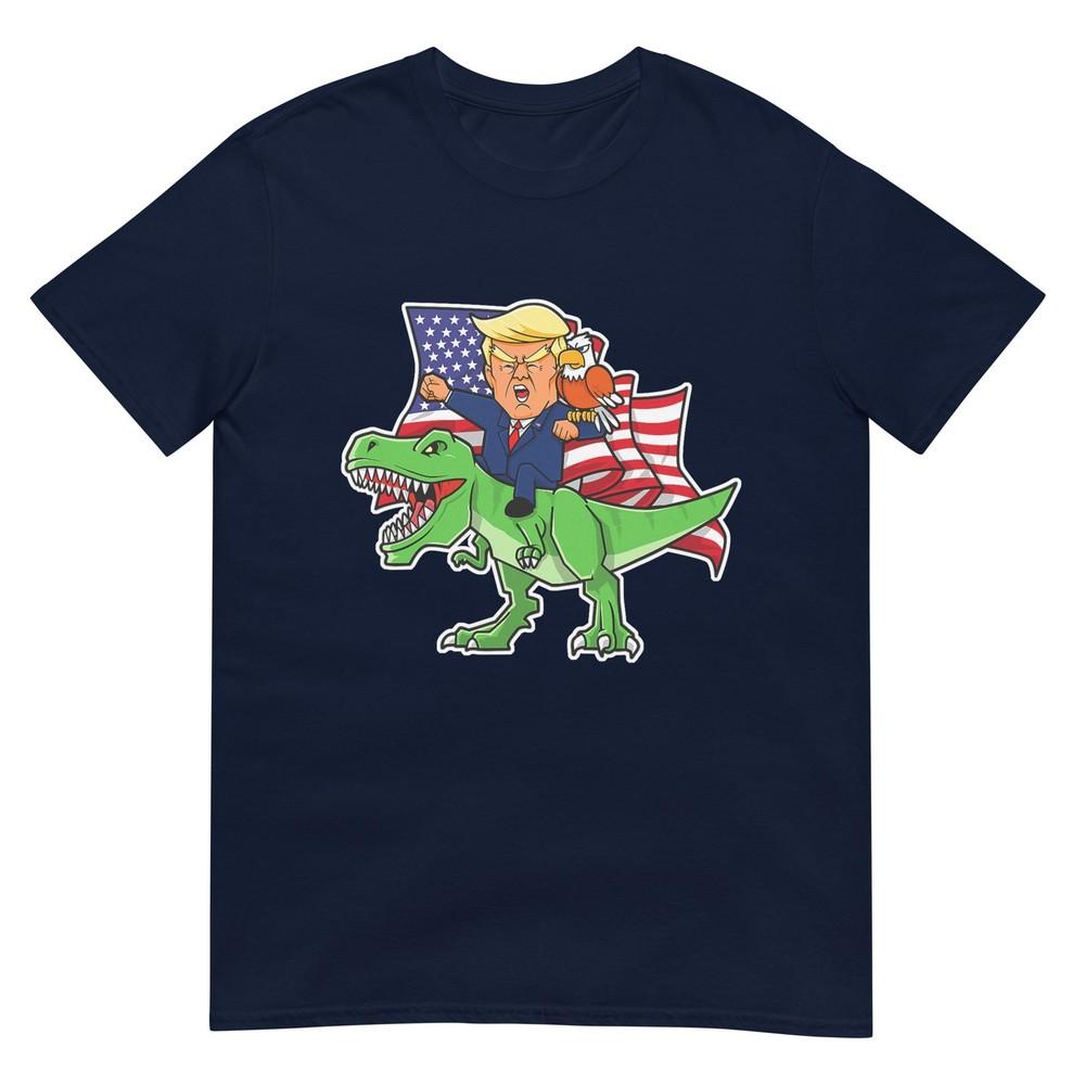 Trump Riding A Dinosaur Trex Funny Merica Patriotic July 4th TShirt S