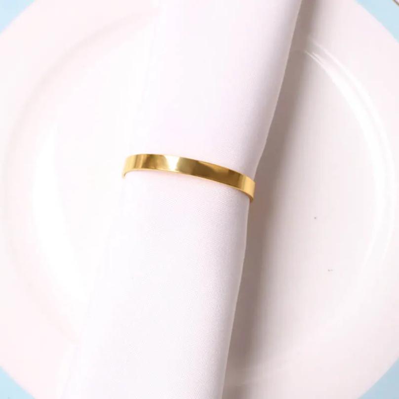 10pcs Golden Napkin Rings Simple Serviette Holder For Wedding Party Banquet Adornment